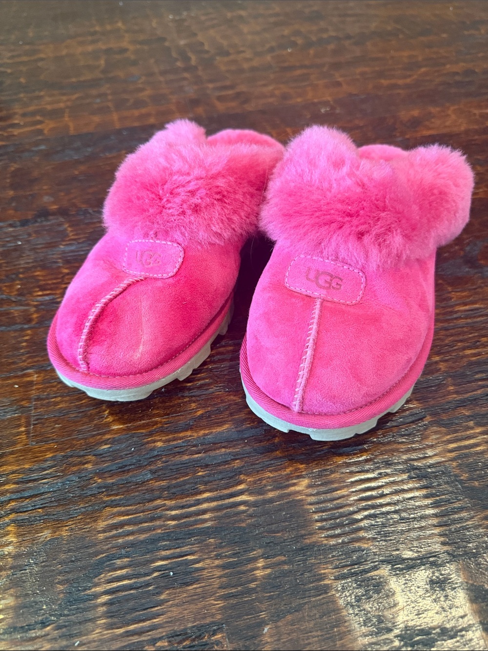 UGG Hot Pink Suede Shearling Slip-On Clog